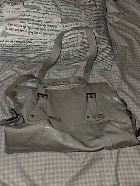 Barr & Barr Women's Patent Leather Tote Bag in Light Gray